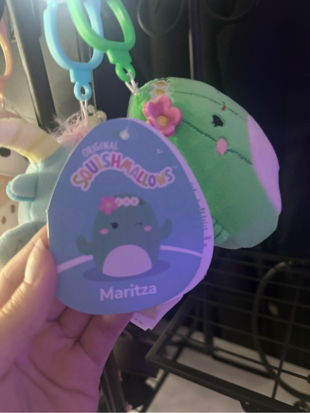 Squishmallows Pastel Unicorn, Owl, Cow & Cactus Clip-On Plush Set - Picture 8 of 11